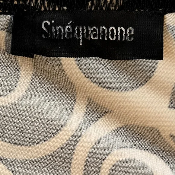 Sinquanone Black and Cream Circle Pattern Wrap Dress T2 - Picture 3 of 5